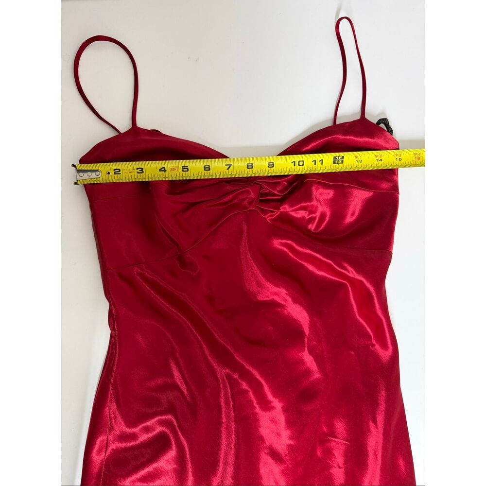 Kiki U.S.A Red Satin Maxi Dress Open Back Lace-Up Evening Gown Size S Chic - Picture 10 of 15